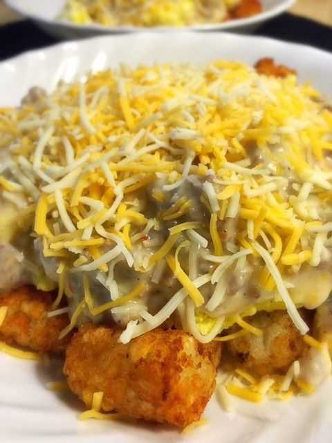 Tater Tot Sausage Breakfast Bowl with Gravy