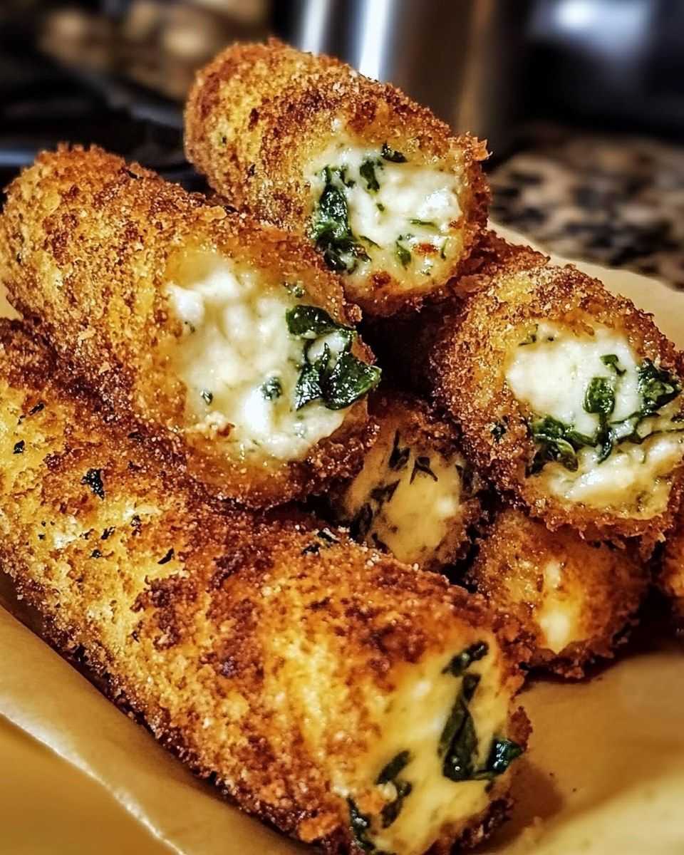 Spinach Dip Mozzarella Sticks