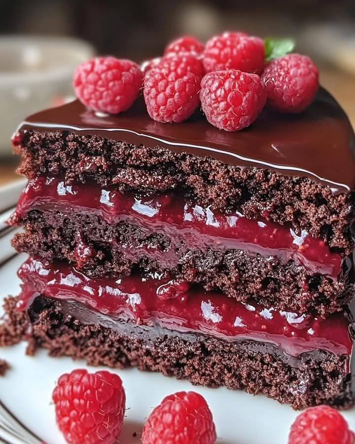 Raspberry Chocolate Ganache Cake