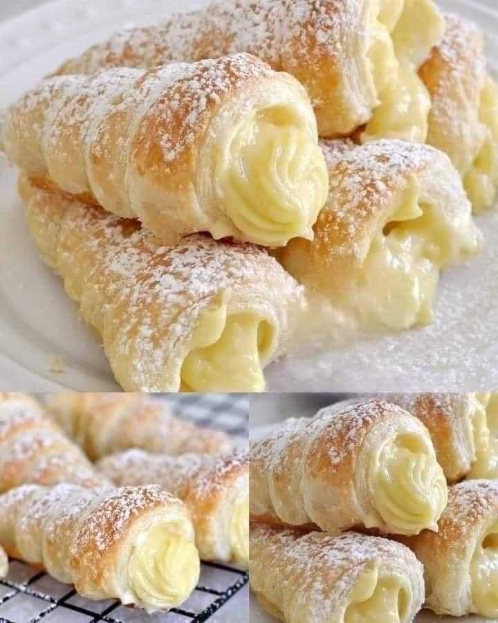 Puff Pastry Cream Horns