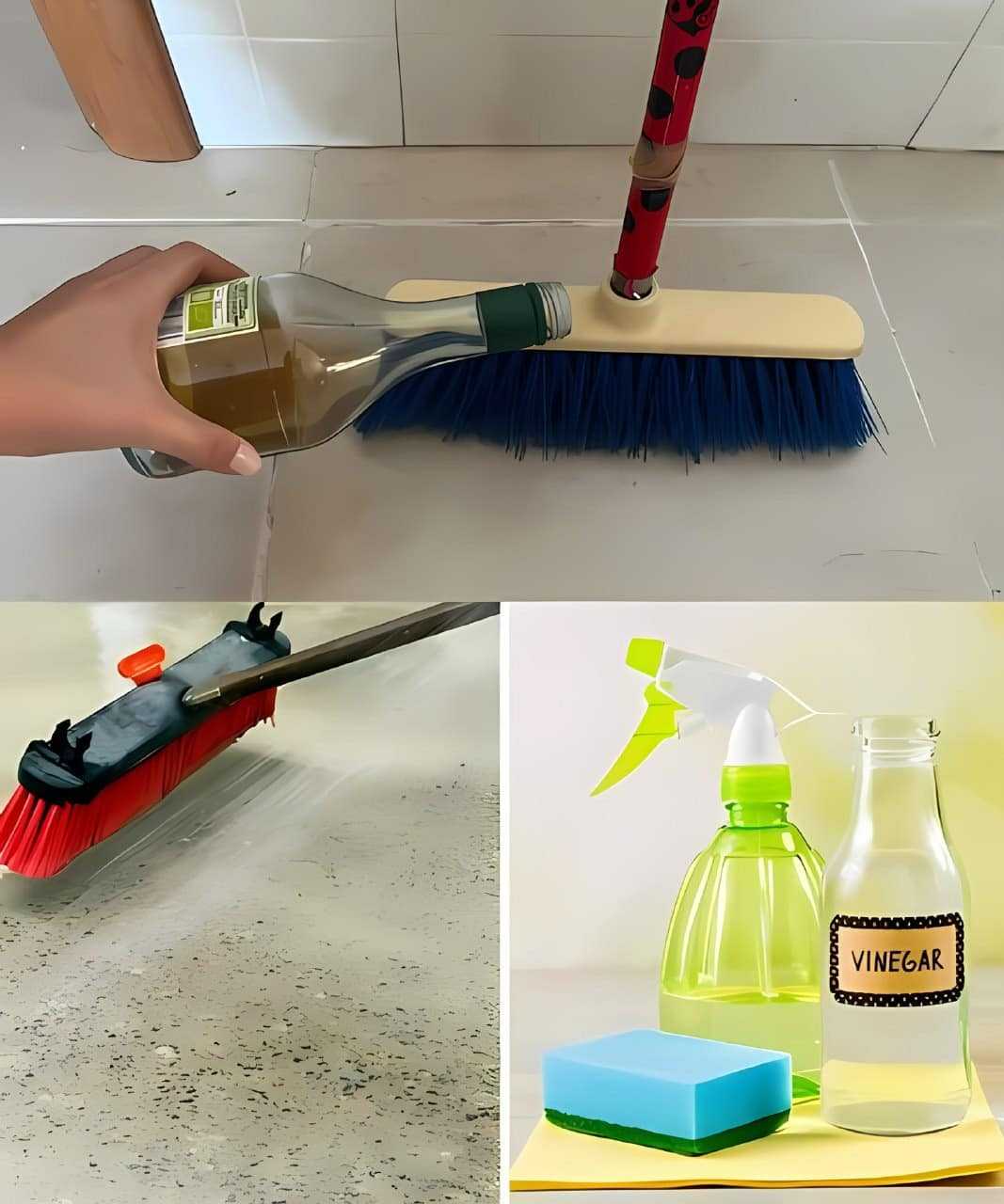 WHITE VINEGAR ON THE BROOM TO CLEAN, THE FLOOR WILL NEVER BE THE SAME AGAIN