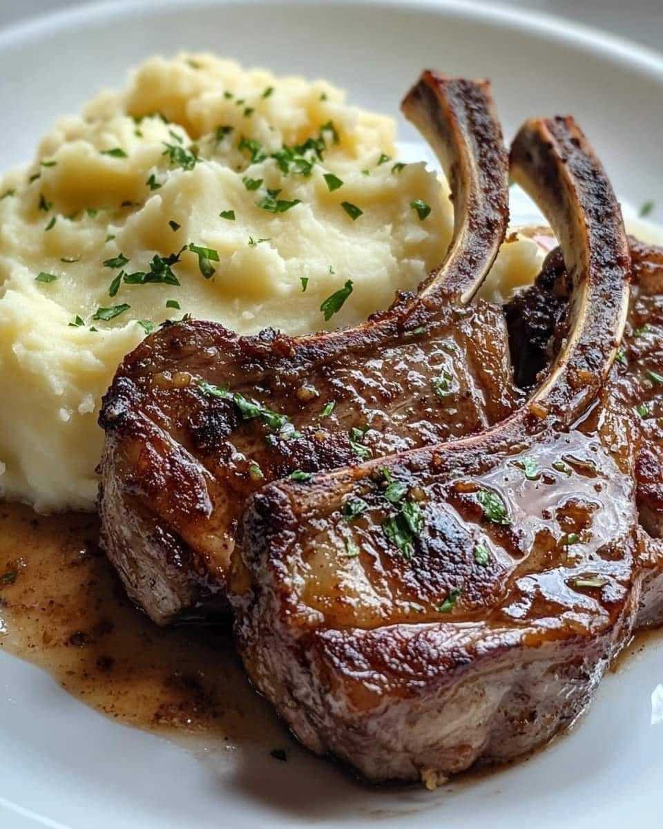 GLAZED LAMB CHOPS WITH MASHED POTATOES