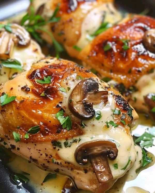 Cheesy Garlic Butter Mushroom Stuffed Chicken