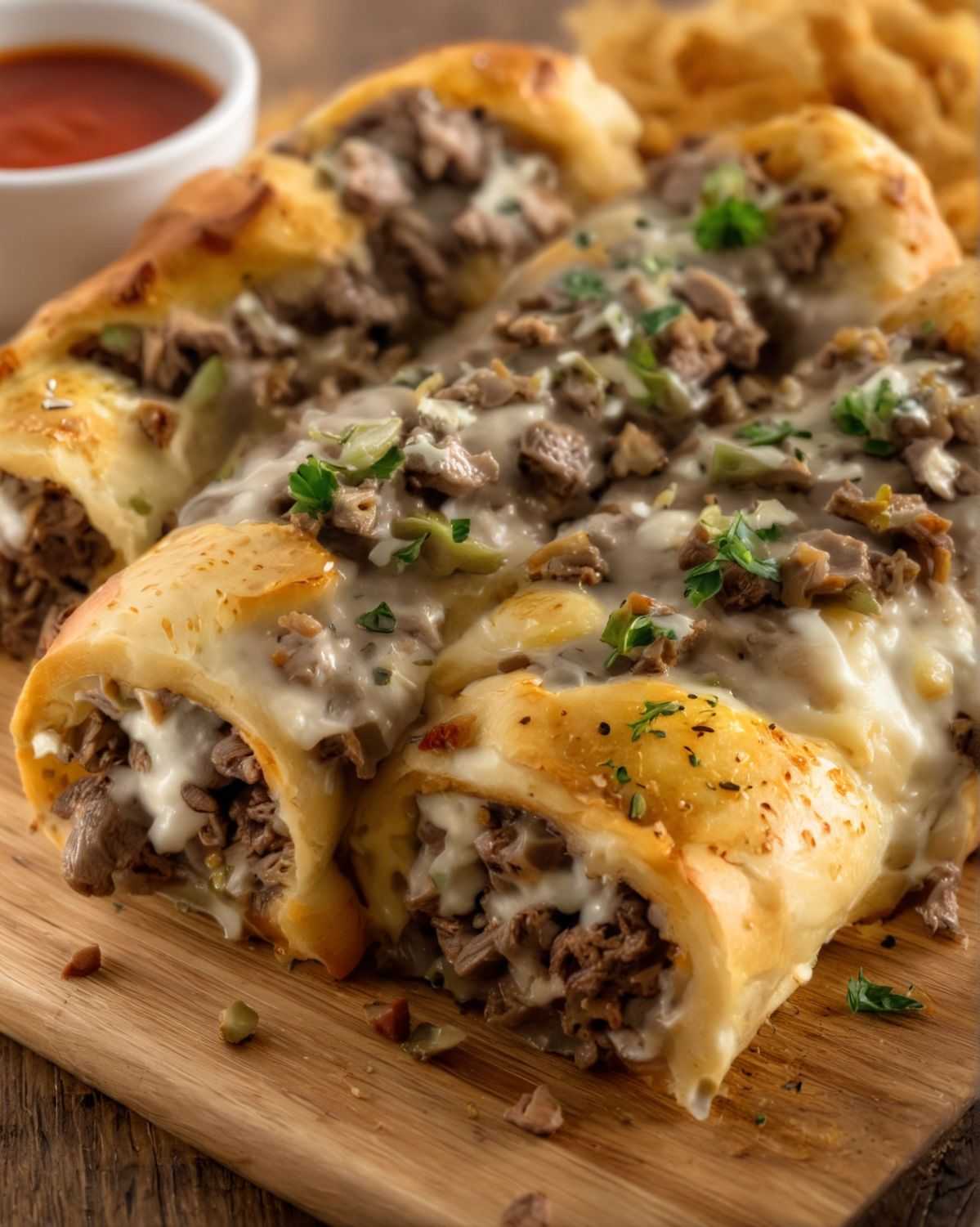 Philly Cheesesteak Stuffed Cheesy Breadsticks