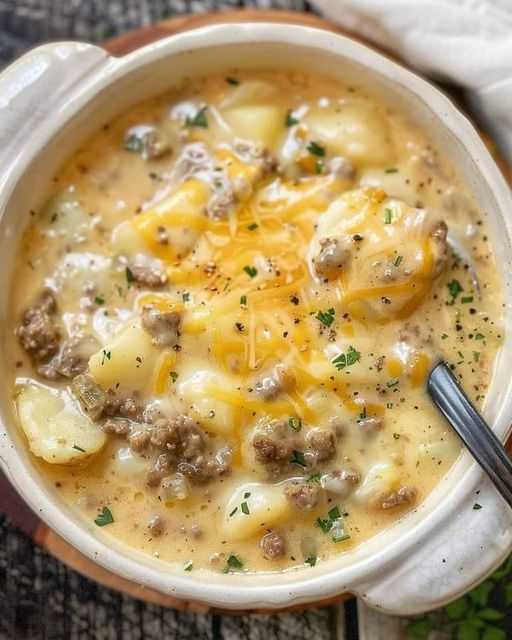 Cheesy Hamburger Potato Soup: A Comforting Bowl of Deliciousness