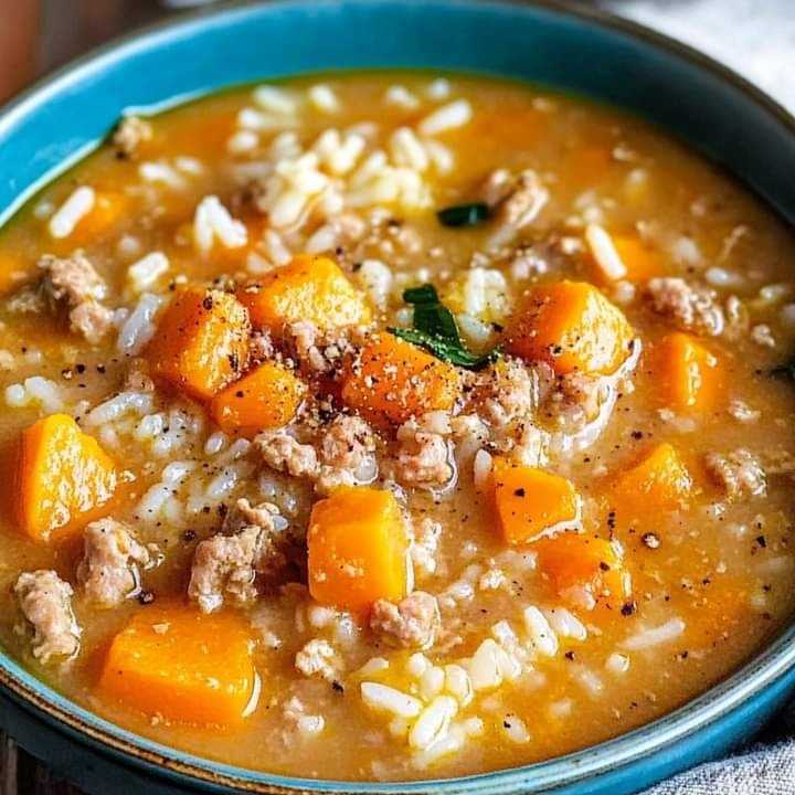 Turkey Sweet Potato Soup with Rice