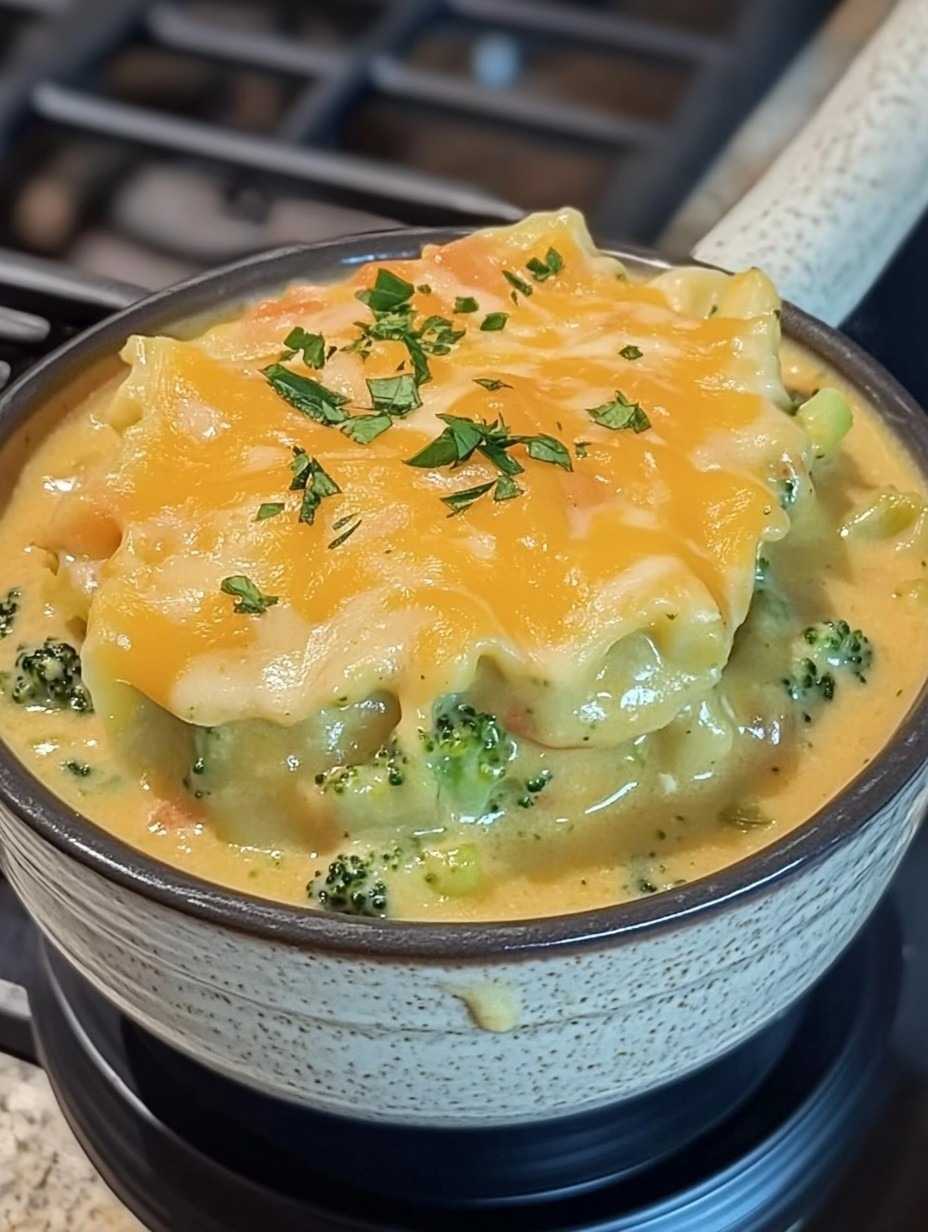 Broccoli Cheddar Lasagna Soup