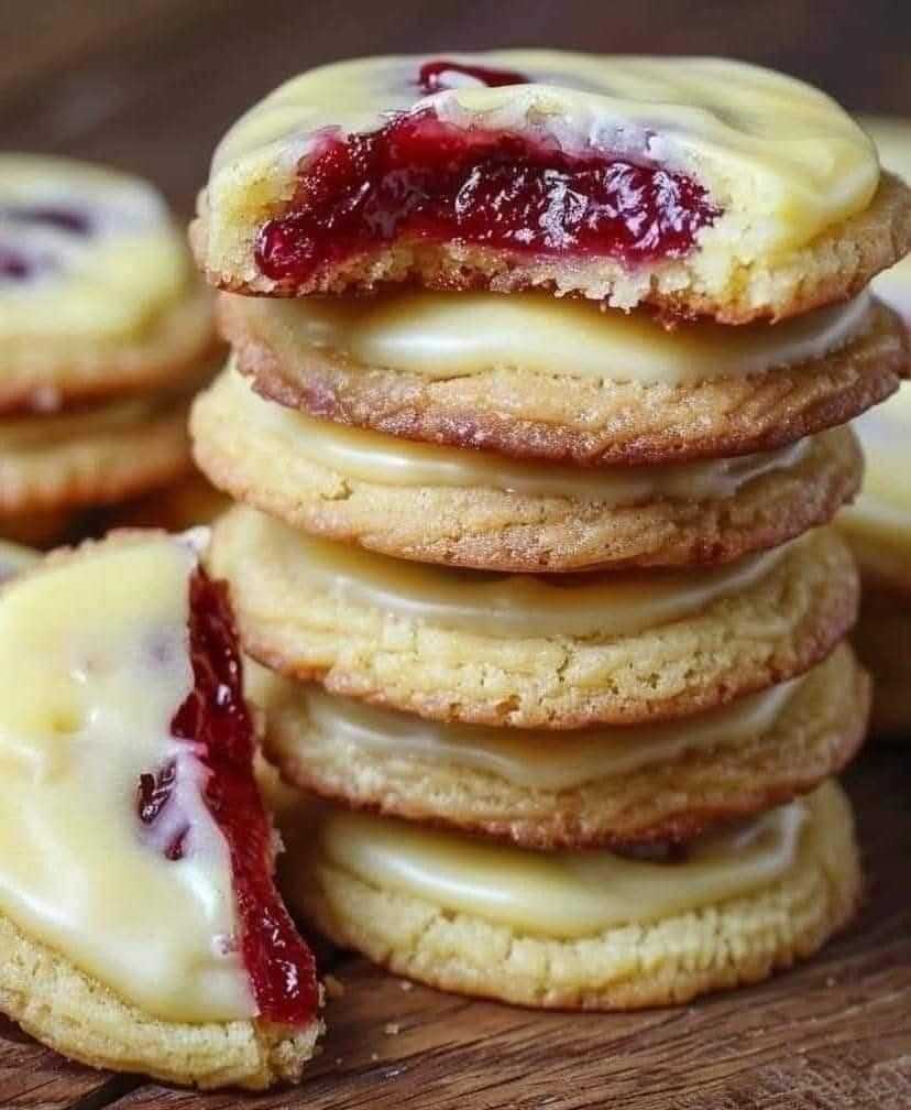 Raspberry Thumbprint Cookies with Lemon Glaze