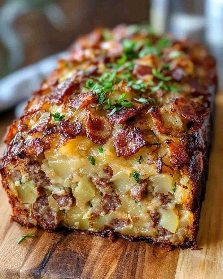 Bacon and Sausage-Stuffed Potato Loaf 