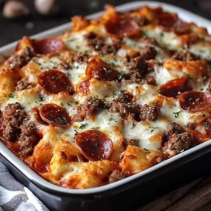 Loaded Meat Lovers Pizza Casserole