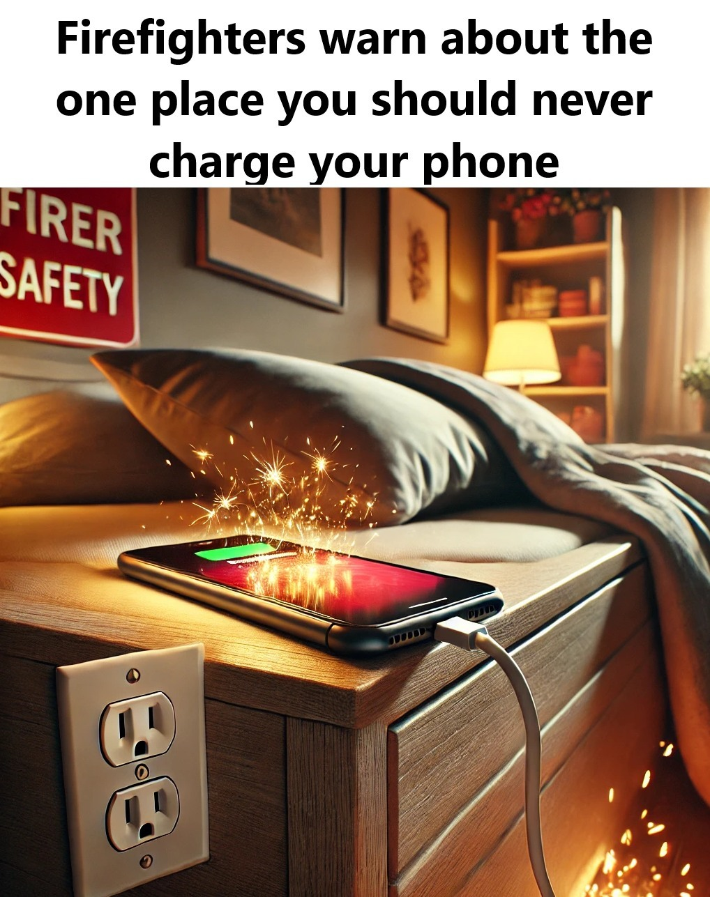 firefighters warn about the one place you should never charge your phone