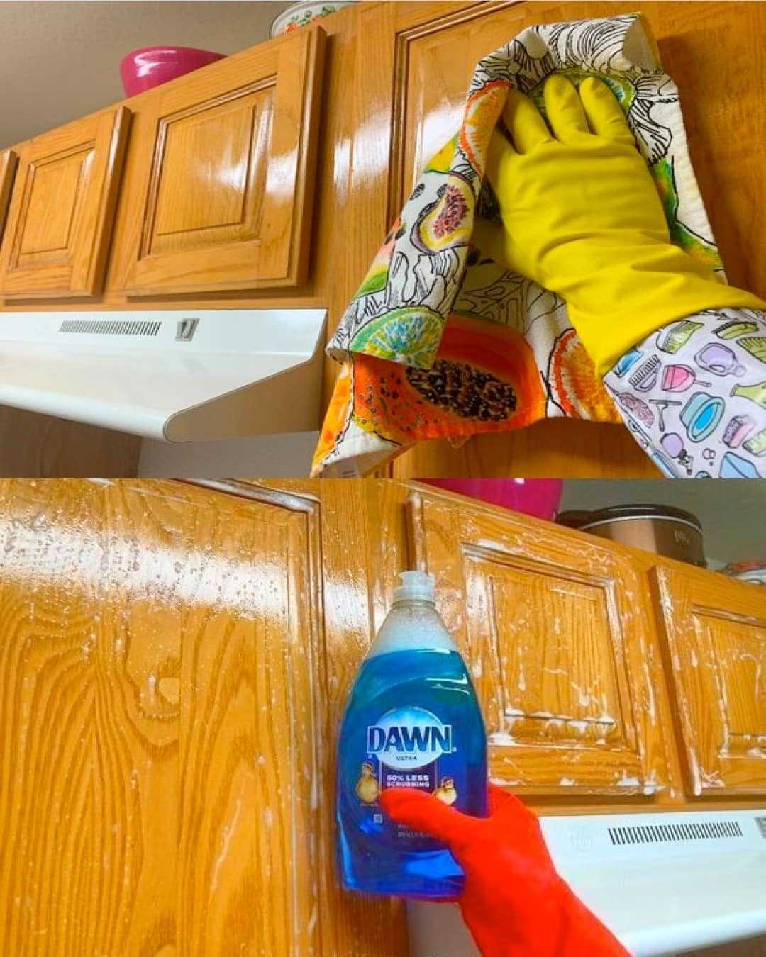 How to Thoroughly Clean Dull and Grimy Kitchen Cabinets Using Dawn Dish Soap