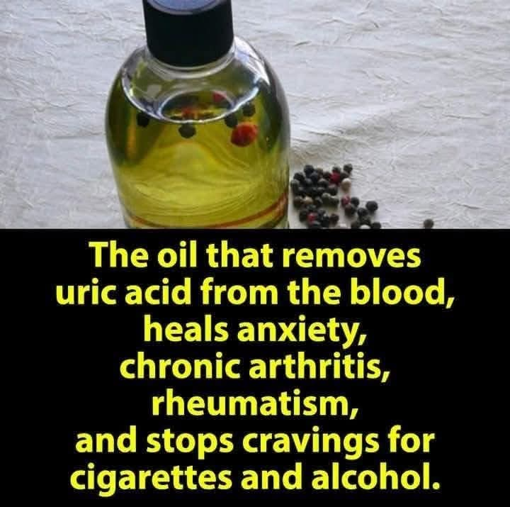 The oil renowned for eliminating uric acid from the bloodstream, alleviating anxiety, chronic arthritis, rheumatism, and reducing cravings for cigarettes and alcohol.