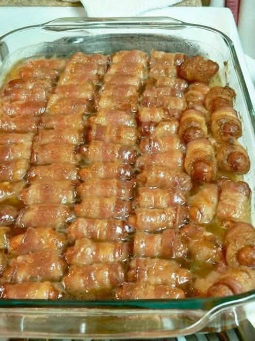  Bacon Wrapped Smokies with Brown Sugar 