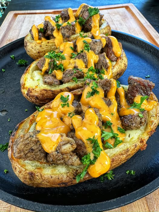 Loaded Baked Potato with Steak Bites