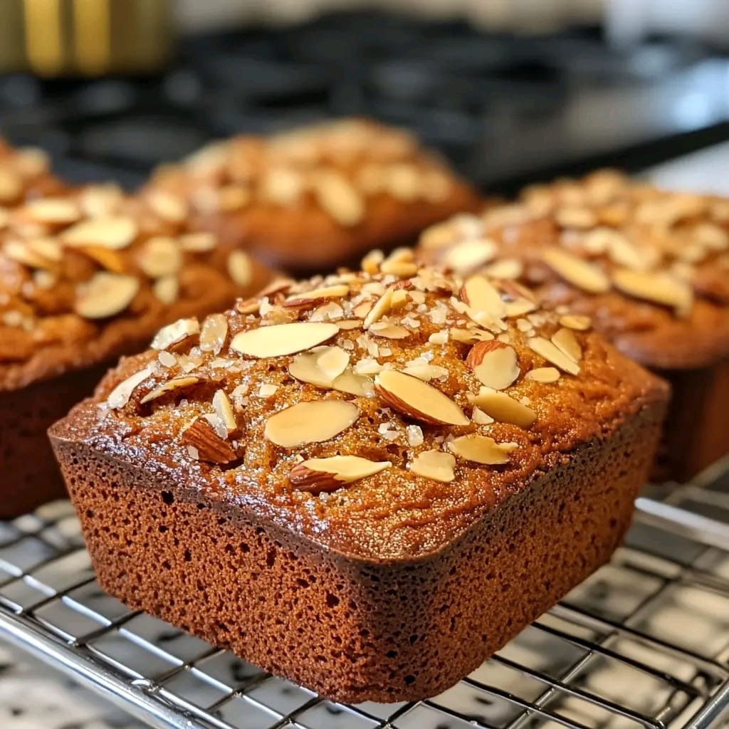 Tawny Banana Bread with Flaky Almond Topping