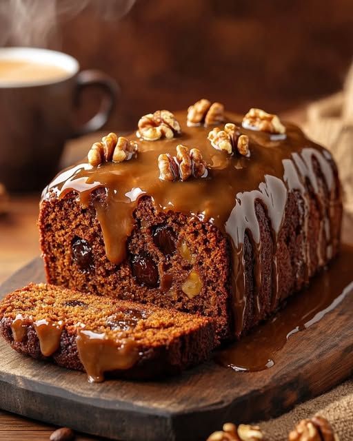 Date Coffee Loaf Cake with Walnuts and Rich Espresso