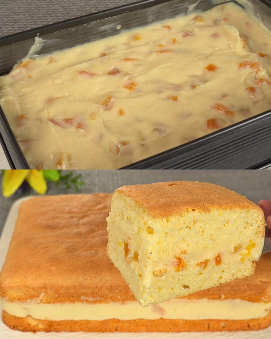 Apricot Cake with Custard Filling