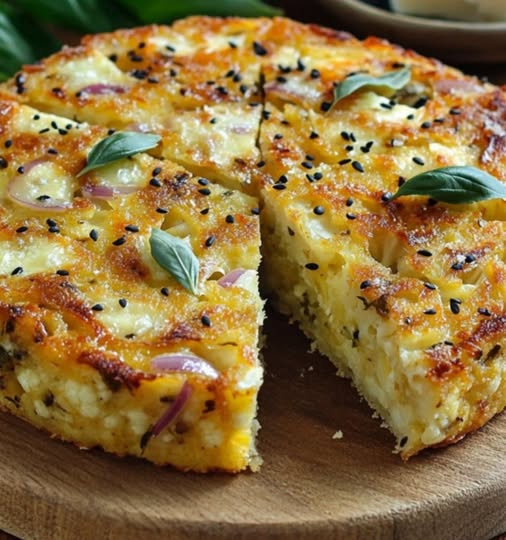 Cauliflower Cake with Pecorino Romano & Sweet Basil