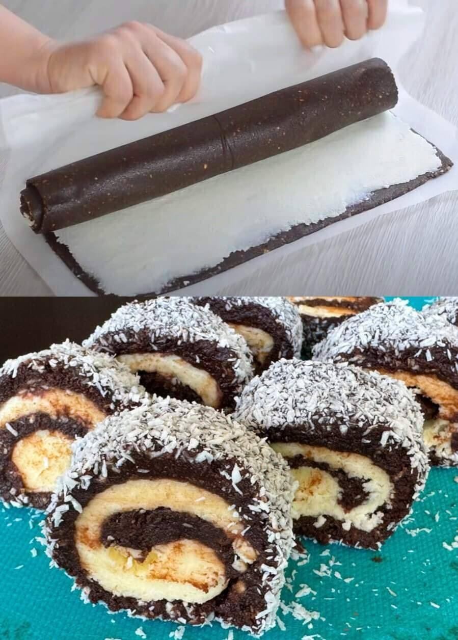 Coconut and chocolate cheekless roll, the best in the whole universe!