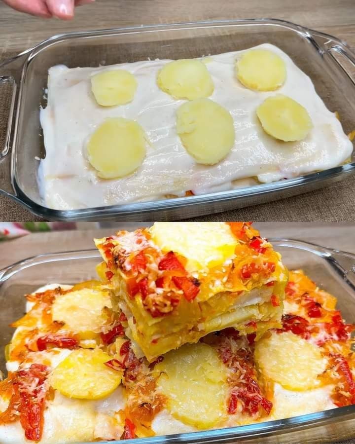 Cheesy Potato and Bell Pepper Lasagna