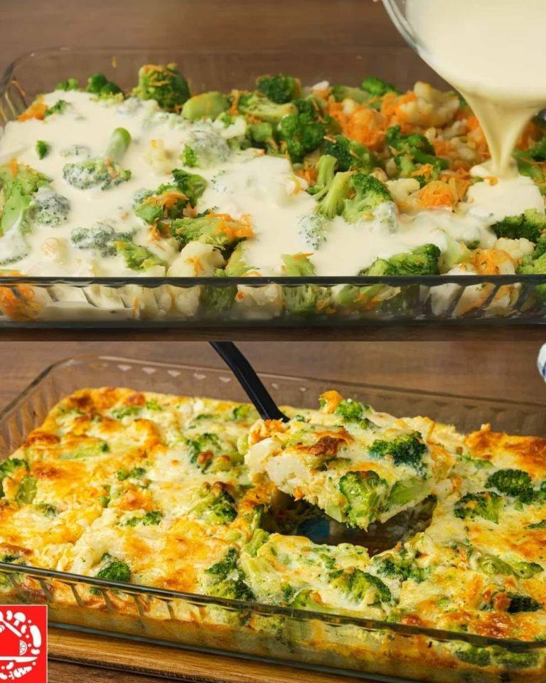 Creamy Baked Broccoli with Tomatoes and Kale