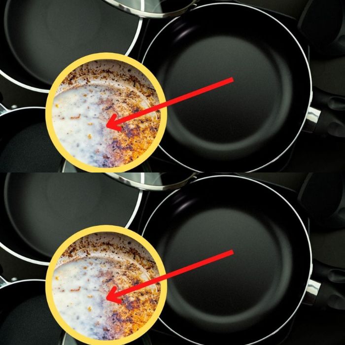 Encrustations and stains on pans, how to remove them easily without detergent