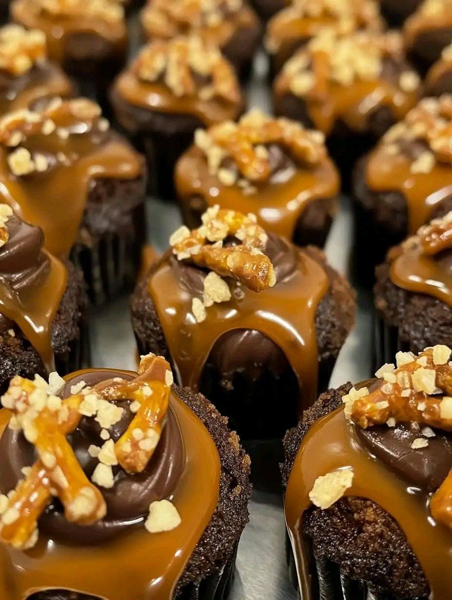 Salted Caramel Pretzel Brownie Bites