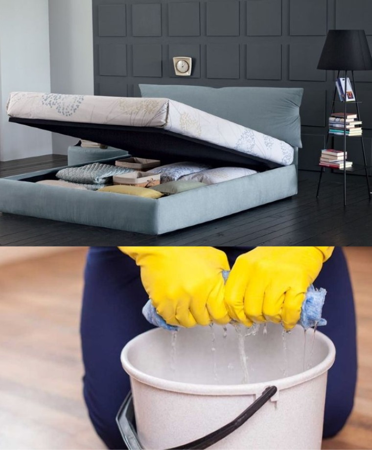 HOW TO REMOVE DUST UNDER THE BED CONTAINER: THE WET CLOTH TRICK