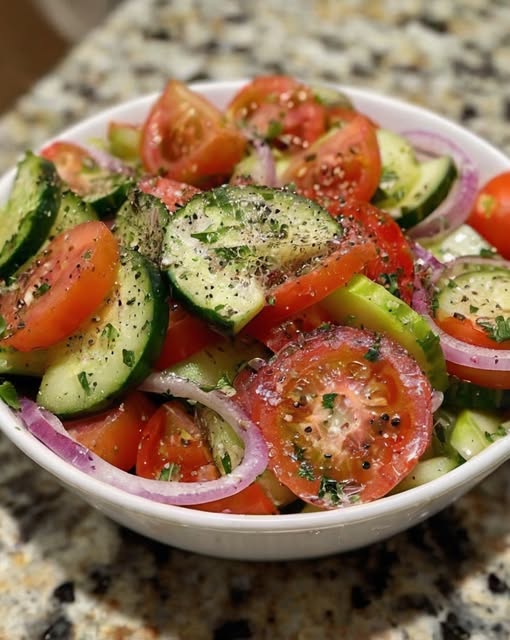 Marinated Cucumber, Onion, and Tomato Salad