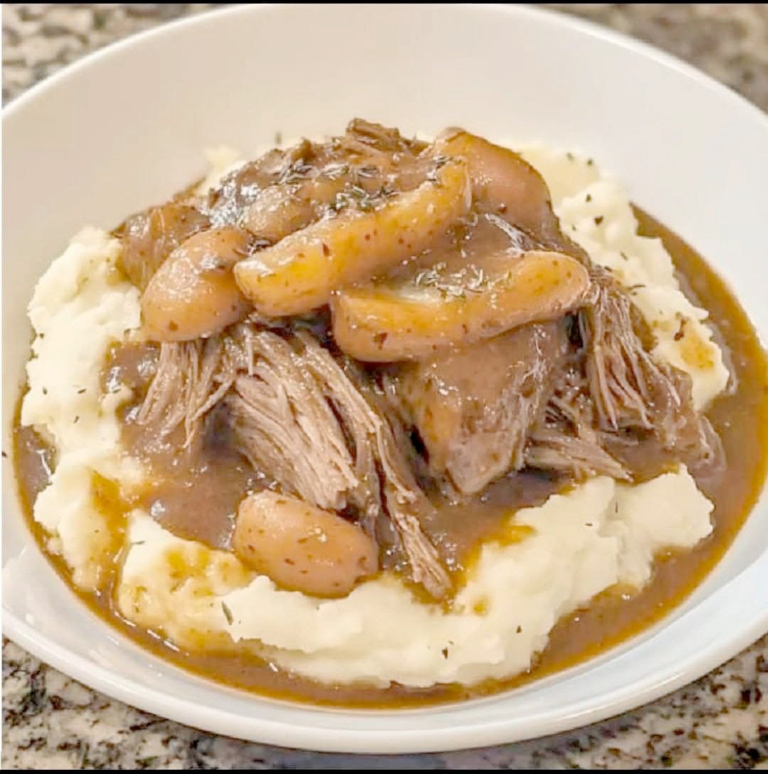 Pot Roast over Mashed Potatoes