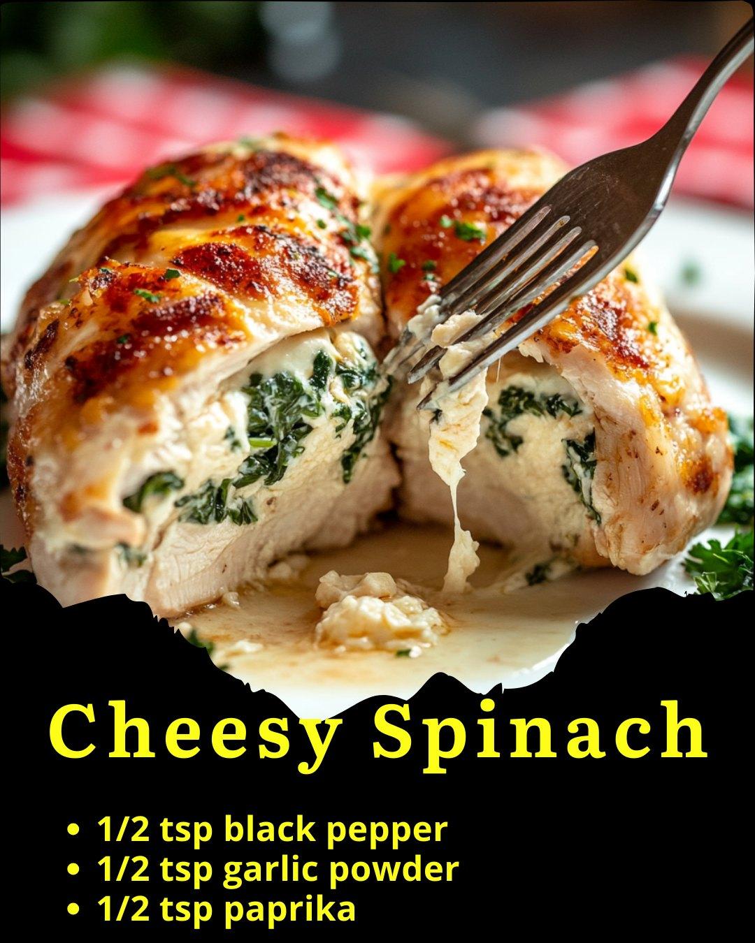 Cheesy Spinach Stuffed Chicken Breasts Recipe