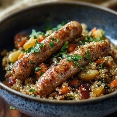 Sauerkraut Casserole with Turkey Sausage and Quinoa