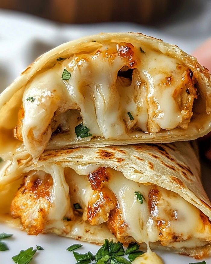 Low Carb Cheesy Garlic Chicken Wraps