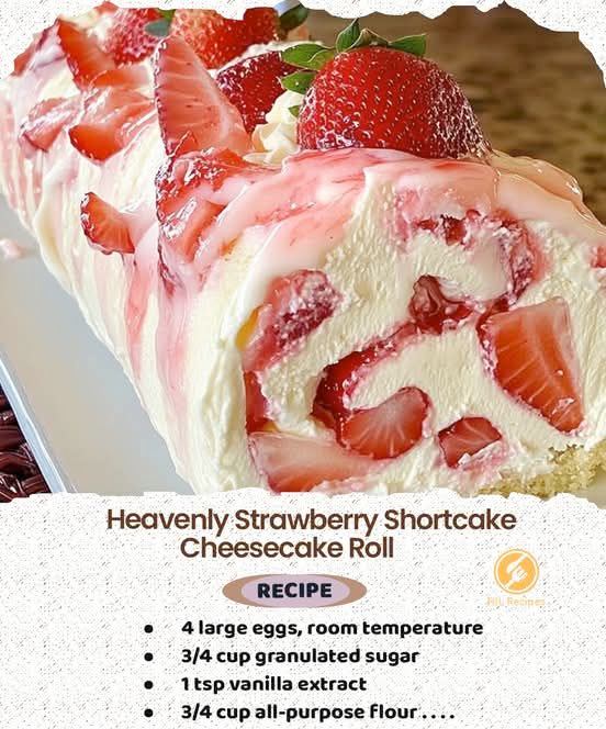 Heavenly Strawberry Shortcake Cheesecake Roll