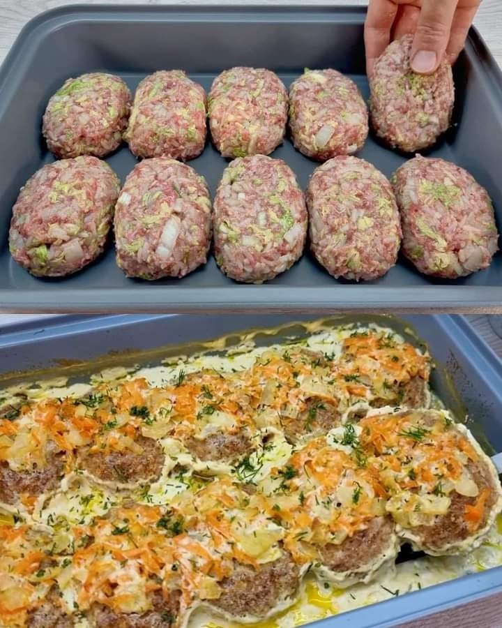 Ground Beef Cutlets with Rice and Creamy Sauce