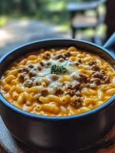 24 One Pot Macaroni Cheeseburger Soup