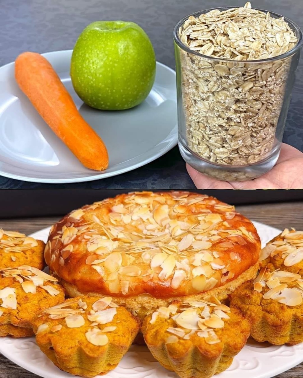 Apple and Carrot Oatmeal Muffins with Cottage Cheese