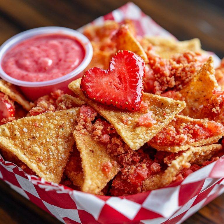 Strawberry Crunch Nachos with Strawberry Cheesecake Dip