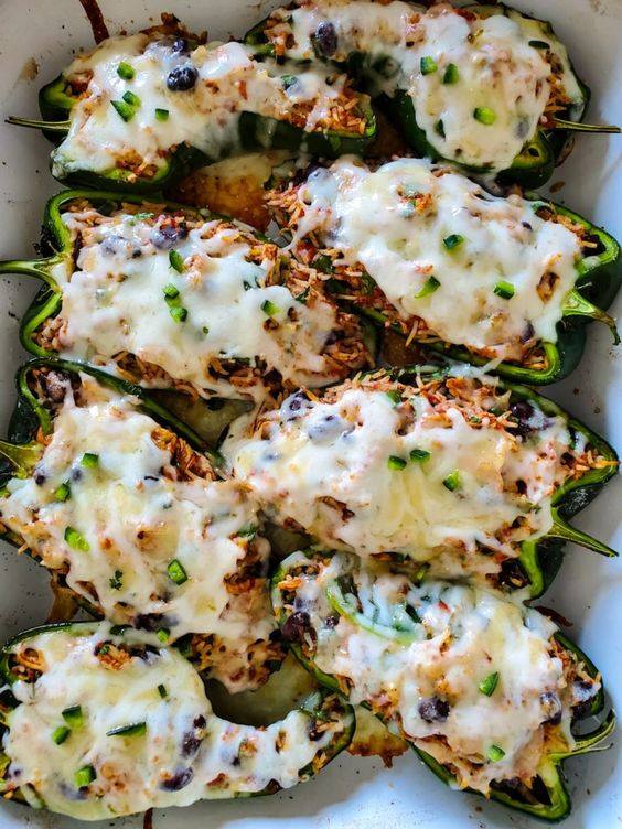 Stuffed Poblano Peppers with Cilantro Lime Crema