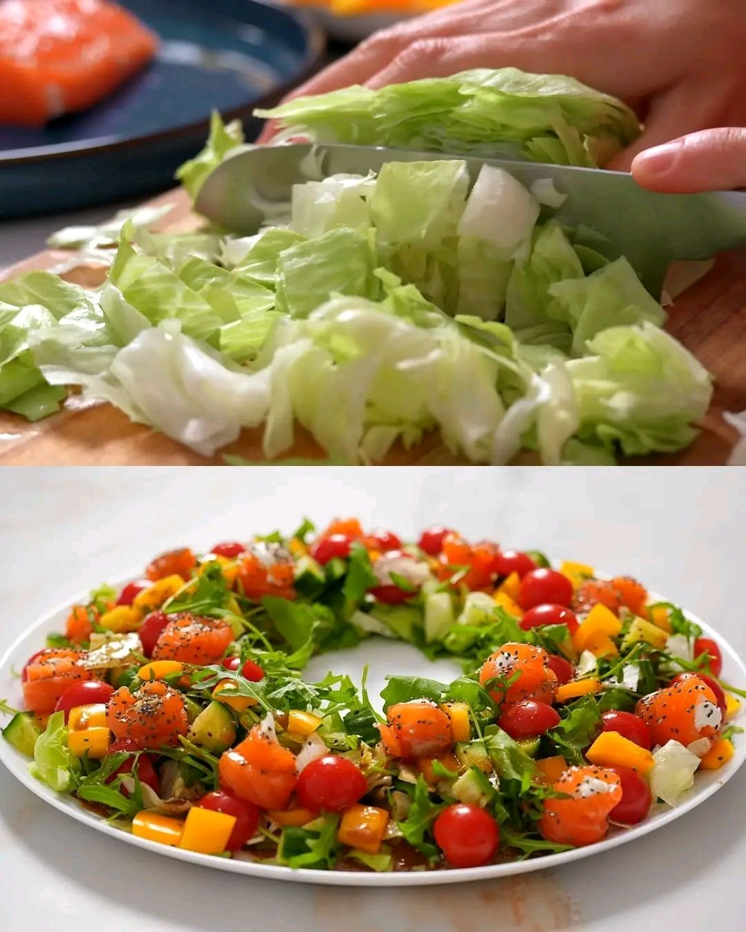 Festive New Year’s Salad with Salmon and Cream Cheese