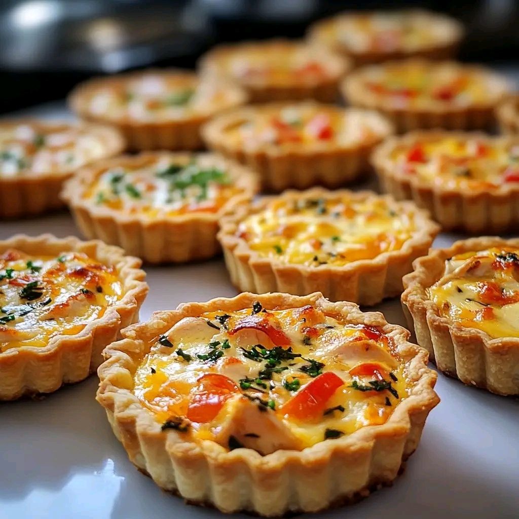 Savory Chicken and Cheese Quiches in Delicate Tart Shells