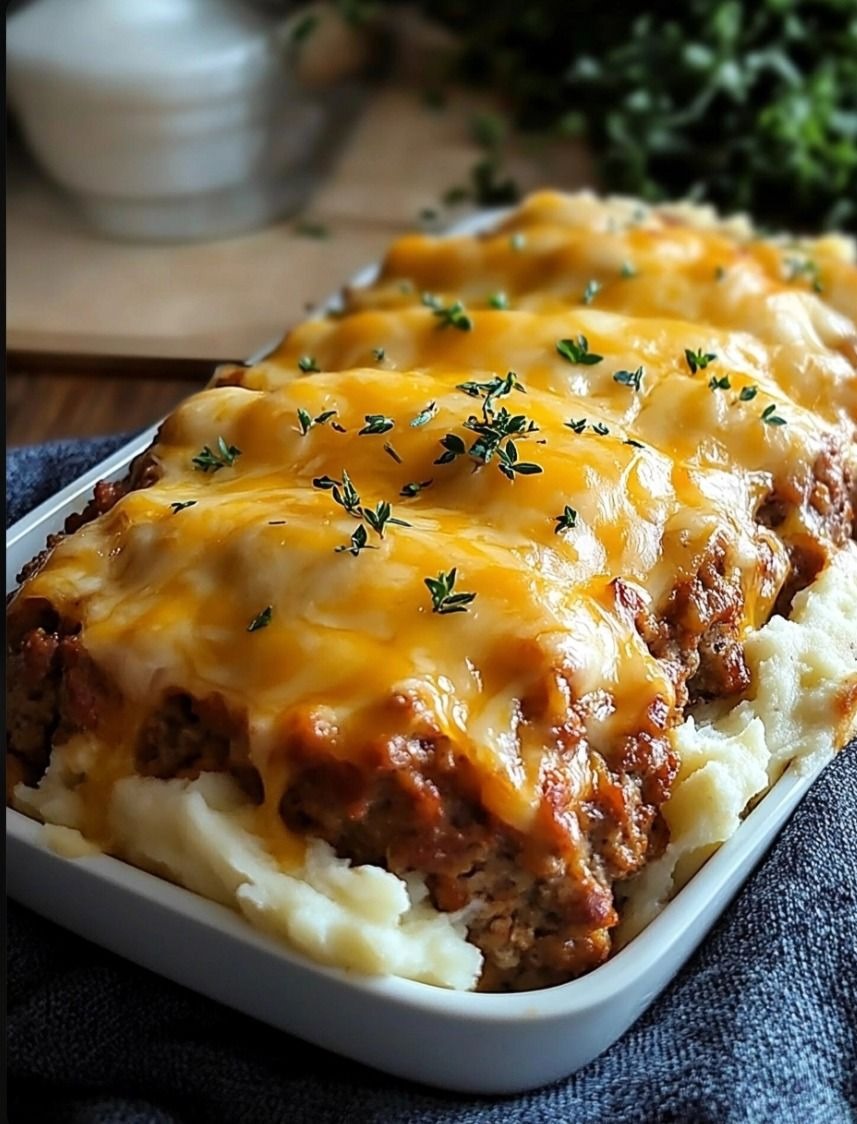 Meatloaf with Mashed Potatoes and Cheese Recipe