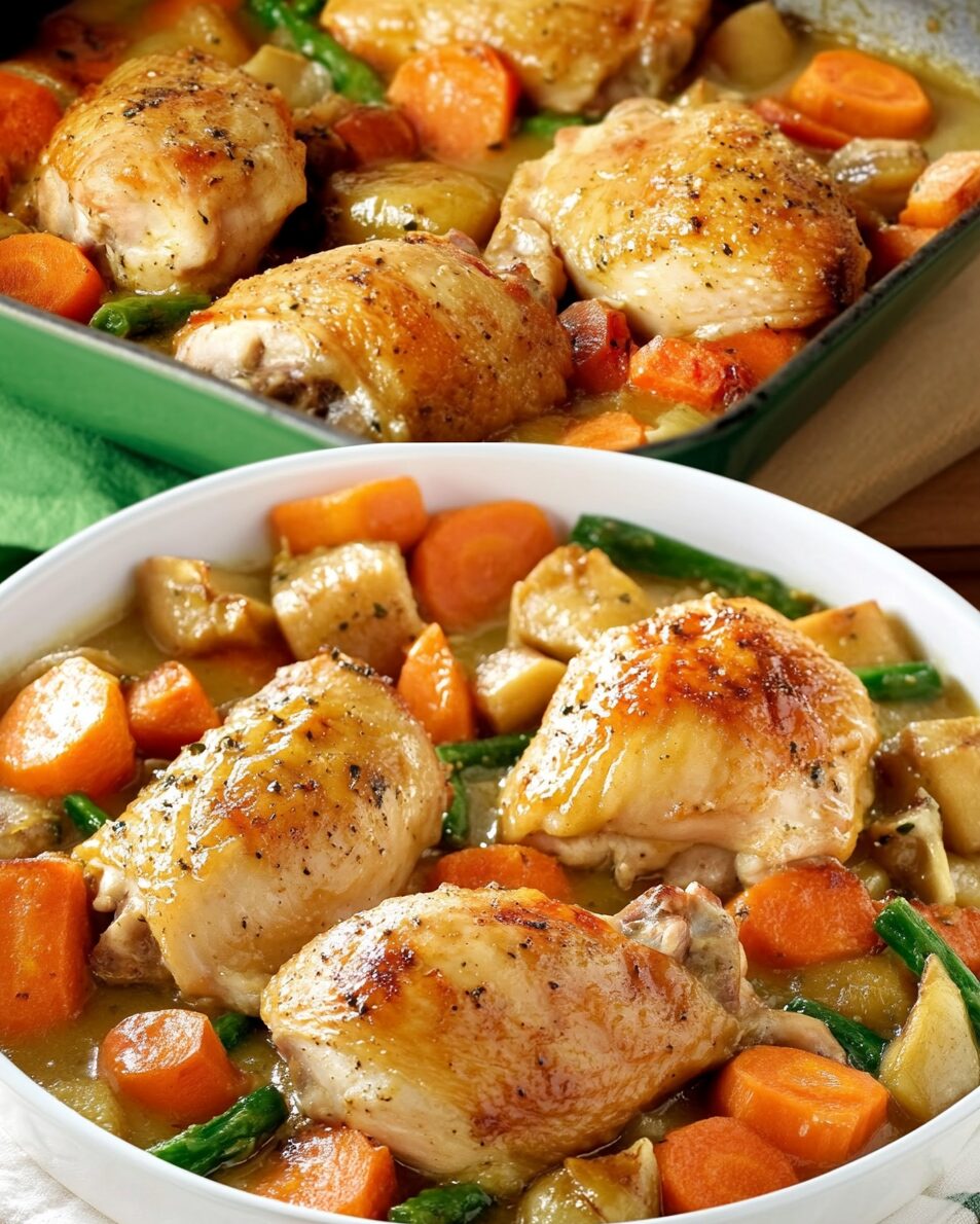 Oven-Baked Chicken with Vegetables and Gravy