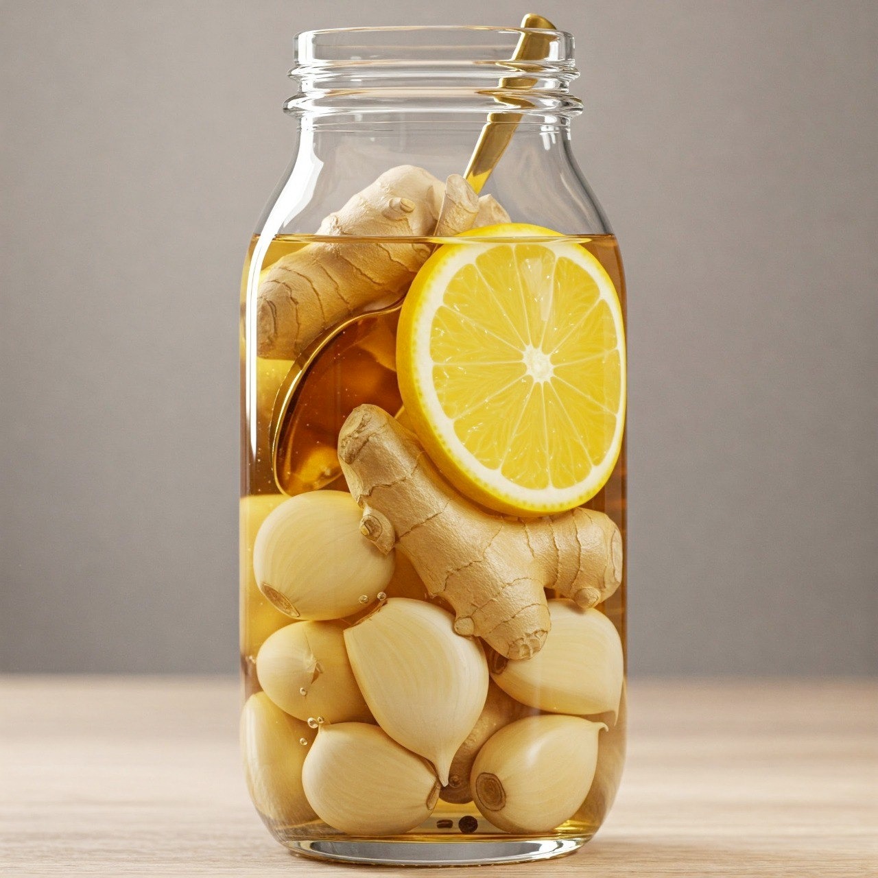 Honey, lemon juice, onion, garlic, and grated ginger – Use one teaspoon every day, and get ready to be amazed