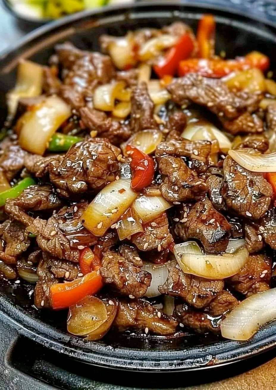 Sizzling Chinese Pepper Steak with Onions