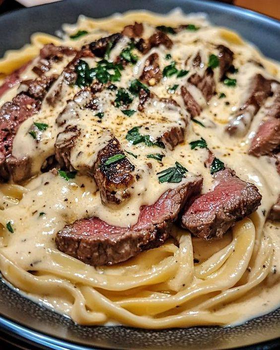 Inspired by Olive Garden Steak Gorgonzola Alfredo Recipe