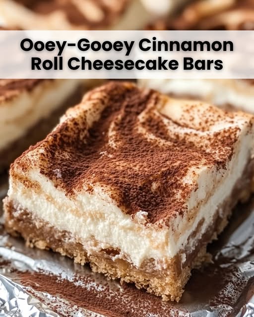 Ooey-Gooey Cinnamon Roll Cheesecake Bars