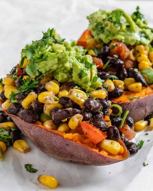 Easy Stuffed Sweet Potatoes with Black Bean Salsa