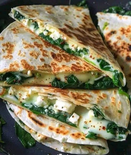 Mediterranean Spinach Quesadillas